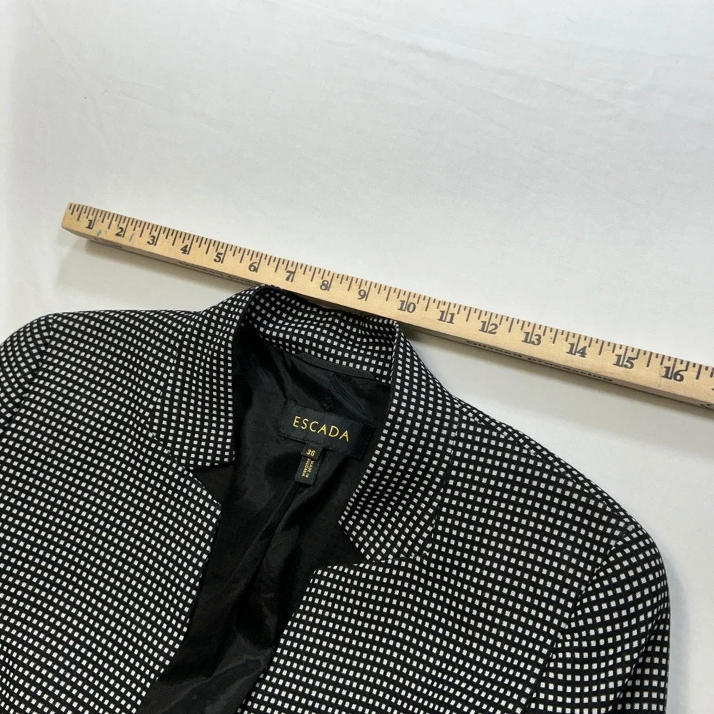 ESCADA Blazer Black & White Checkered Print Career‎ Business Casual Coat